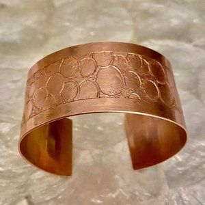 Vintage Copper Etched Copper Cuff Bracelet